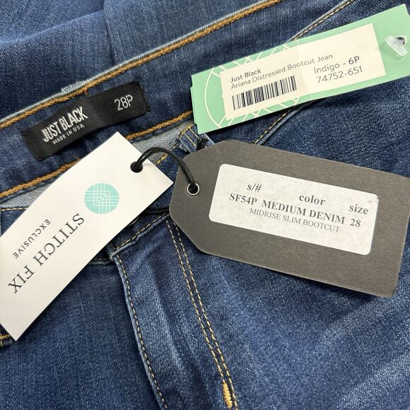 New Stitch Fix Just Black Ariana Distressed Bootcut Jean Medium Wash Size 28 Pet - Picture 7 of 9